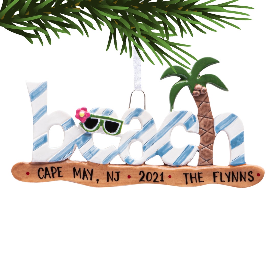 Beach Ornament Personalized Palm Tree Beach Christmas Etsy.de