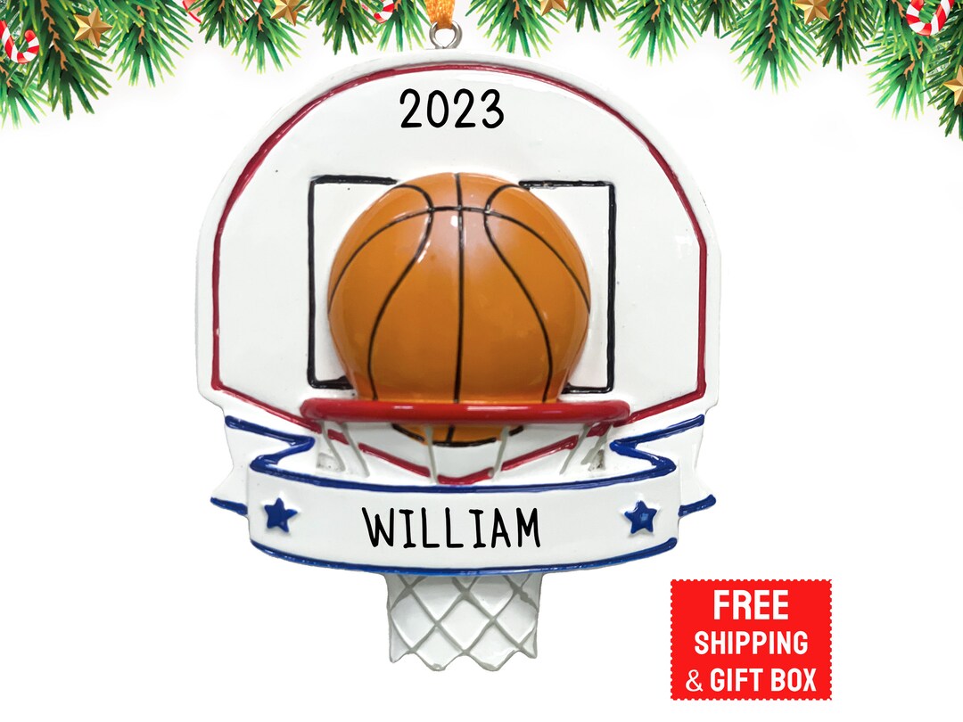 Basketball Personalized Christmas Ornament 2023 Hoop & Ball Xmas Tree Ornament for Boy Girl