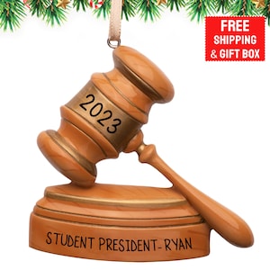 Judge Ornament, Personalized Judge Gavel Christmas Ornament, Auctioneer Gavel - Law Degree - Law Graduate Ornament, Xmas Gift 2023