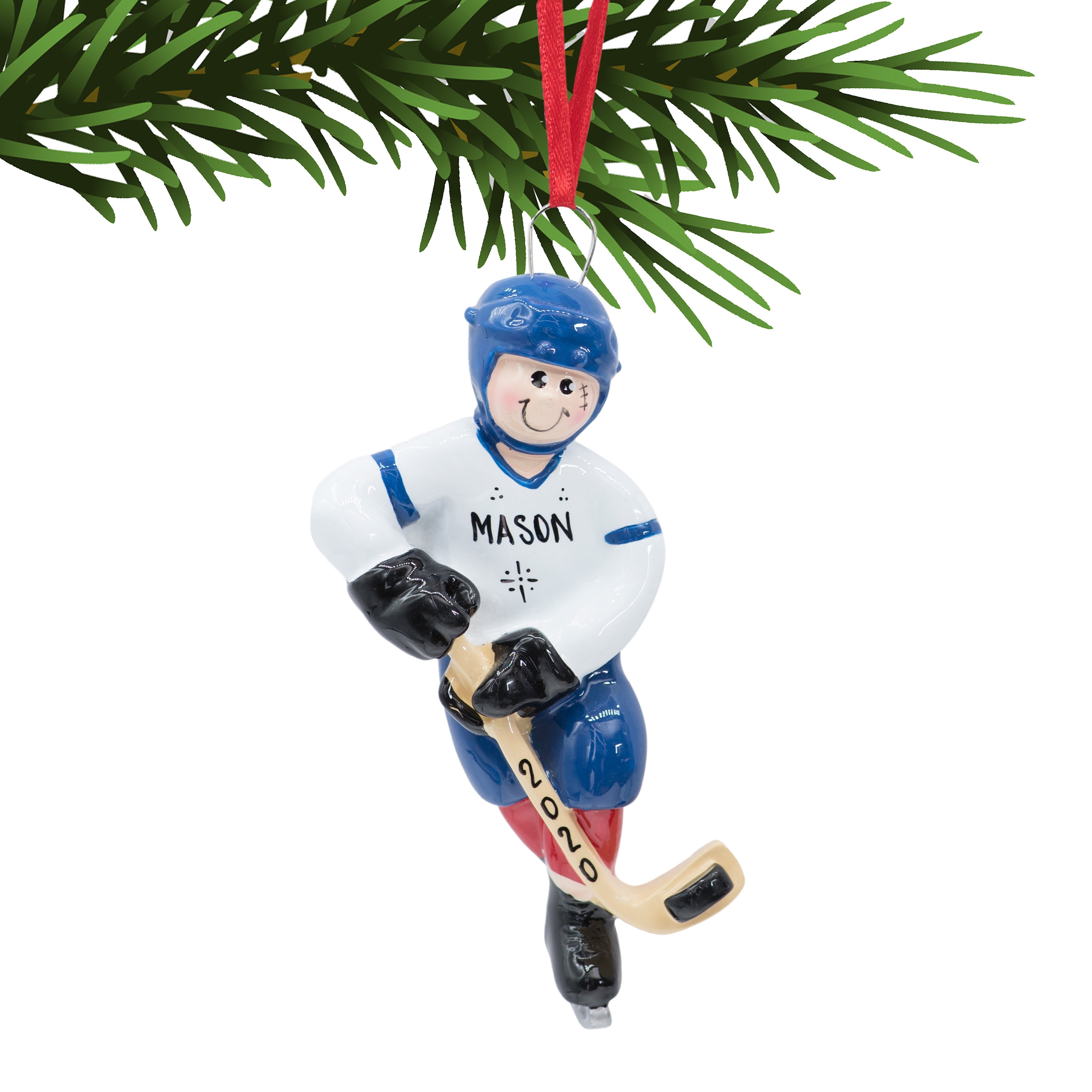 Personalized Hockey Ornament Ice Hockey Player Christmas Etsy