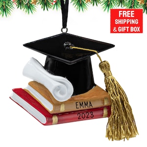 Personalized Graduation Christmas Ornament, Diploma Cap Ornament with Tassel - College / High School Student Graduate -Grad, Class of 2023