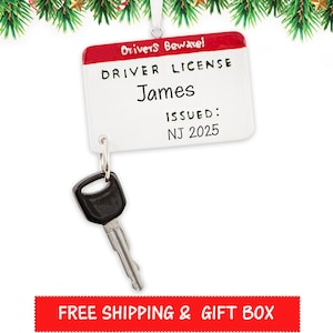 New Driver Ornament, Drivers License Ornament 2025, Driver&#39;s License Christmas Ornament, Personalized New Driver Car Keys, Custom Xmas Gift