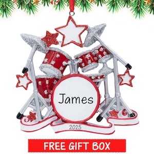 Personalized Drum Ornament, Drum Set Christmas Ornament, Band Drum / Music Drummers Ornament, Custom Xmas Tree Gift for 2026