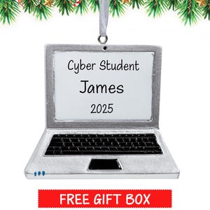 Personalized Laptop Christmas Ornament 2026 | Custom Work from Home, Virtual Learning / School / Teacher Computer for Xmas Tree | WFH