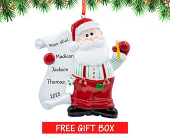 Santa Christmas Ornament, Personalized Santa's List Ornament, Santa Claus Ornament, Christmas Tree Gift for 2026