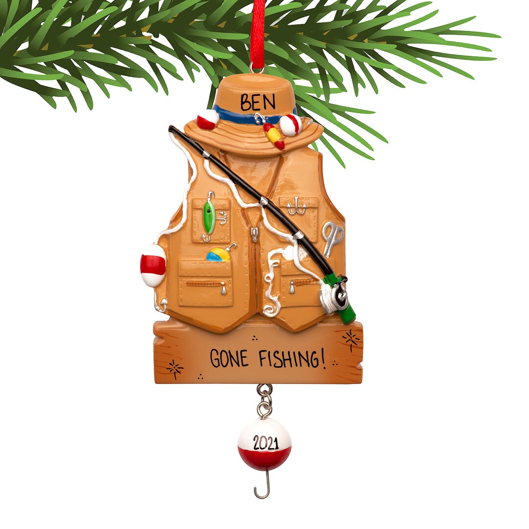 Personalized Fishing Ornament Fishing Christmas Ornament Etsy