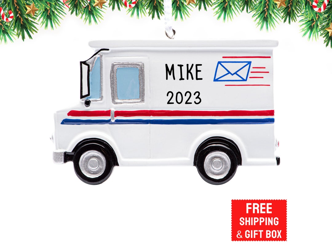 Mail Truck Ornament, Postal Worker Christmas Ornament, Personalized