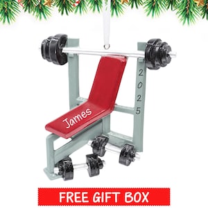 Workout Ornament, Personalized Workout Christmas Ornament | Bench, Training, Gym, Weightlifter Male / Female Customized Xmas Gift for 2026