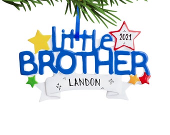 Little Brother Ornament 2023, Personalized Little Brother Christmas Ornament, New Baby Brother Gift