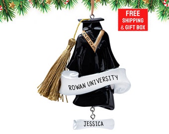 Christmas Graduation Ornament 2023, Grad Gown Personalized Law Diploma Cap, Tassel PHD College / High School Student Graduate Gift Him / Her