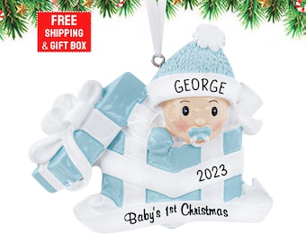 Babys First Christmas Ornament 2023, Baby Boy Ornament 2023, Personalized Baby's 1st Christmas Ornament, Newborn / New Baby, Xmas Gift