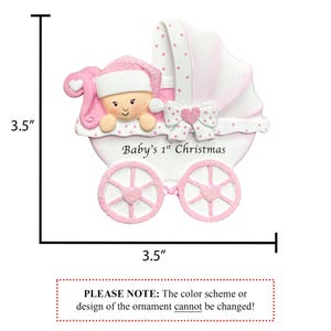 La primera Navidad del bebé 2026, Adorno navideño personalizado para niña con cochecito, Adorno para la primera Navidad, Adorno para recién nacido, Regalo para baby shower imagen 2