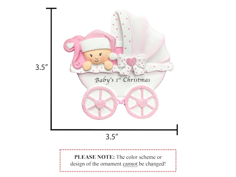 La primera Navidad del bebé 2026, Adorno navideño personalizado para niña con cochecito, Adorno para la primera Navidad, Adorno para recién nacido, Regalo para baby shower imagen 2