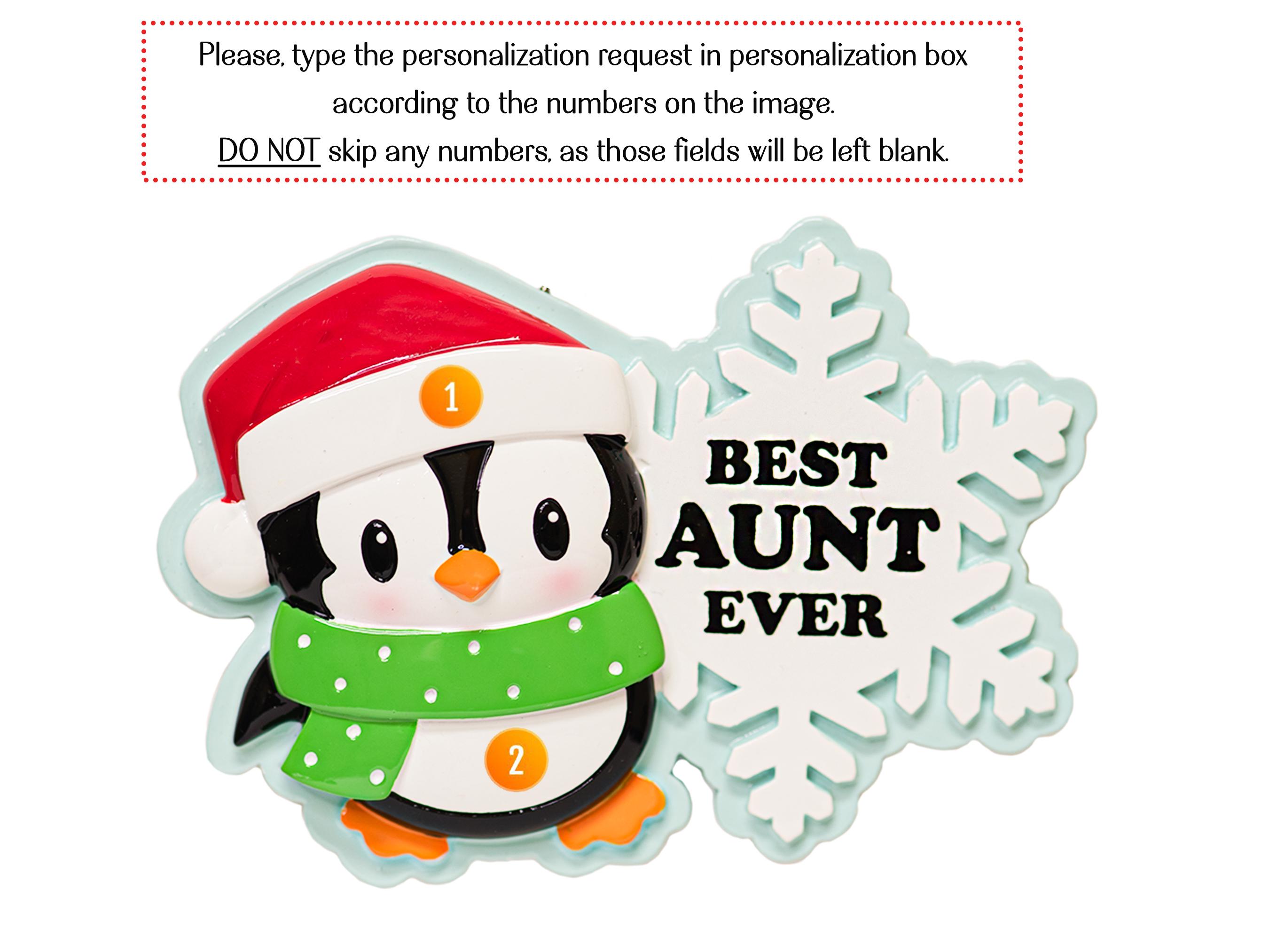 Personalized Aunt Christmas Ornament 2026 | Customized Best Auntie Ever ...