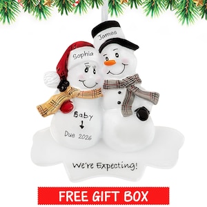 Pregnant Ornament, We're Expecting Ornament 2026,Personalized Snowman Expect Parents-Pregnant Christmas Ornament, Pregnant with First Baby