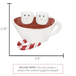 Hot Chocolate Couple Ornament 2026, Personalized Our First Christmas Ornament, Cute Marshmallow-Hot Cocoa Family of 2, 1st Xmas Gift image 2
