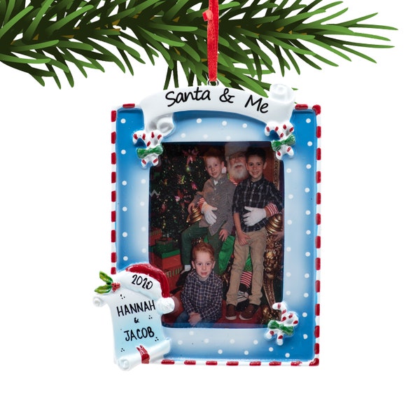 Santa and Me Photo Frame, Picture Frame Ornament, Santa Photo Display, Christmas Ornament Picture Frame, Personalized Tree Ornament Gift