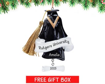Christmas Graduation Ornament 2026, Grad Gown Personalized Law Diploma Cap, Tassel PHD College / High School Student Graduate Him / Her