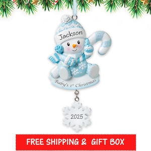 Baby&#39;s First Christmas Ornament 2025, Baby&#39;s 1st Christmas Ornament, Personalized Snowman Baby Boy Ornament,Newborn Baby Ornament, Xmas Gift