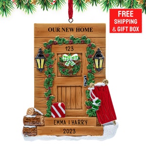 New Home Ornament 2023, Personalized Rustic Door Our First Christmas in New Home Christmas Ornament, New House Ornament, Housewarming Gift