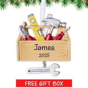 Tool Box Ornament, Personalized Tool Chest Christmas Ornament, Handyman, Tool Set, Carpenter, Fix It, Contractor Ornament, Husband Xmas GIFT