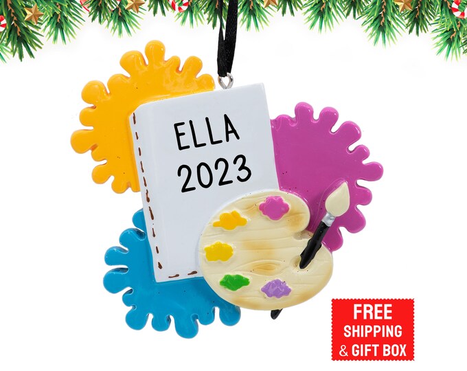 Paint Palette Ornament 2023, Personalized Artist Christmas Ornament
