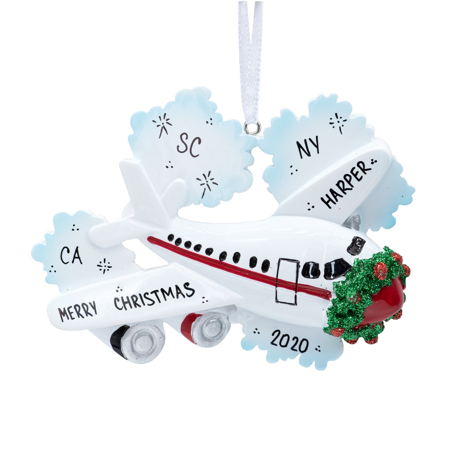 Personalized Airplane Ornament Airplane Christmas Ornament Etsy