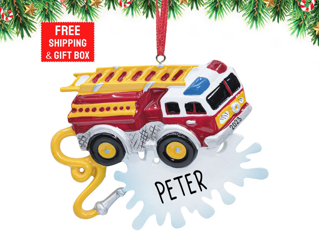 Personalized Fire Truck Ornament 2023, Fire Truck Christmas Ornament