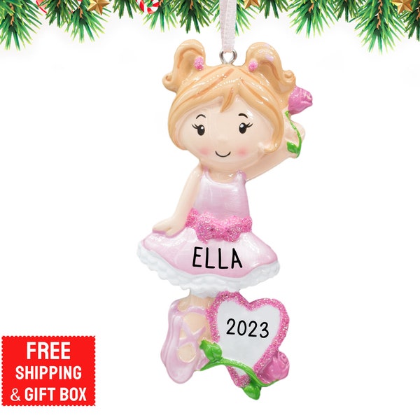 Ballerina Ornament, Personalized Ballerina Girl Christmas Ornament, Cute Girl Ballet Christmas Ornament with Slippers, Tree Gift for 2023