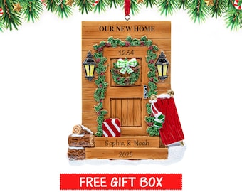 New Home Ornament 2026, Personalized Rustic Door Our First Christmas in New Home Christmas Ornament, New House Ornament, Housewarming Gift