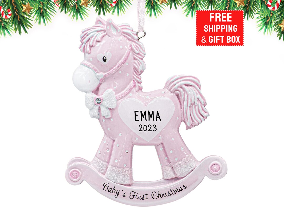 Baby's First Christmas, Rocking Horse Baby Girl Personalized Christmas
