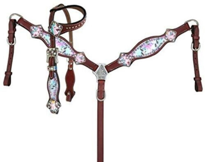 Western Horse Saddle Tack Bridle Western Leather Headstall Size Full
