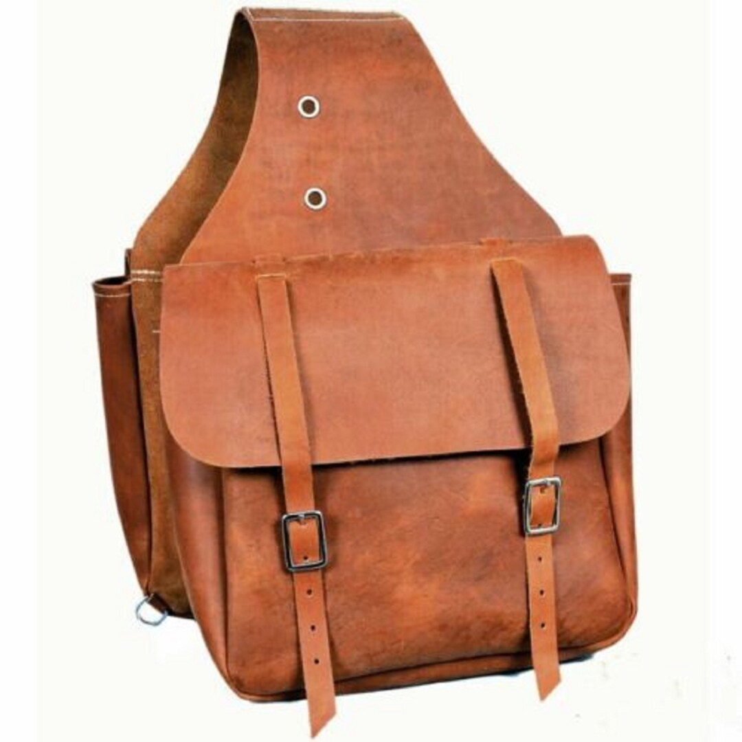 Premium Leather Saddle Bag for Horses With Brass/ss Buckle Western
