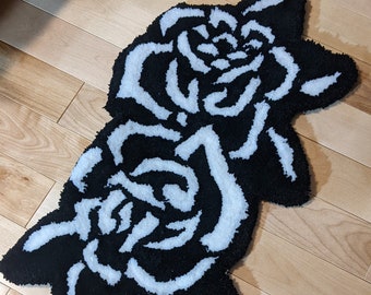 Black & White Rose Rug