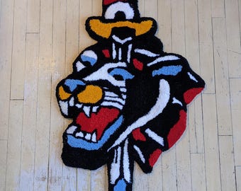 Pink Color Panther Rug/tattoo Rug /tufted Rug/tufting Rug - Etsy