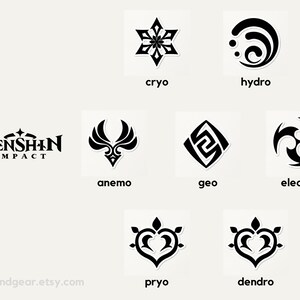 Genshin Impact Element Stickers | Anemo, Dendro, Cryo, Hydro, Electro, Geo, Pyro