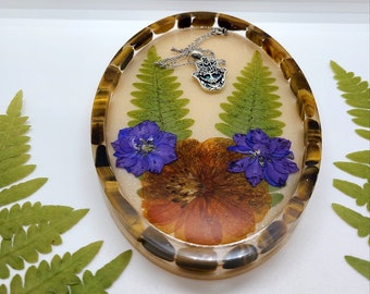 Tigers Eye Floral Jewelry Dish - trinket dish - jewelry tray - trinket tray - home decor - ring holder - unique gifts - handmade - love