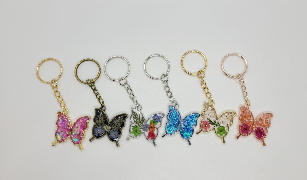 Butterfly Keychains Butterflies Keychain Floral Key Etsy