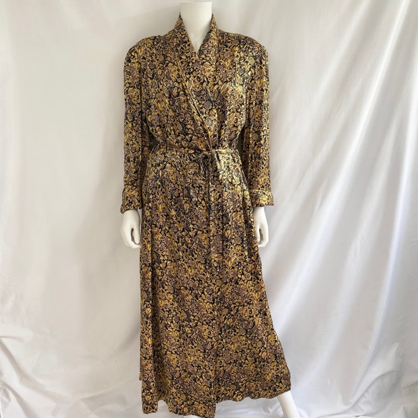 Vintage 90s Bill Blass silk robe L/XL