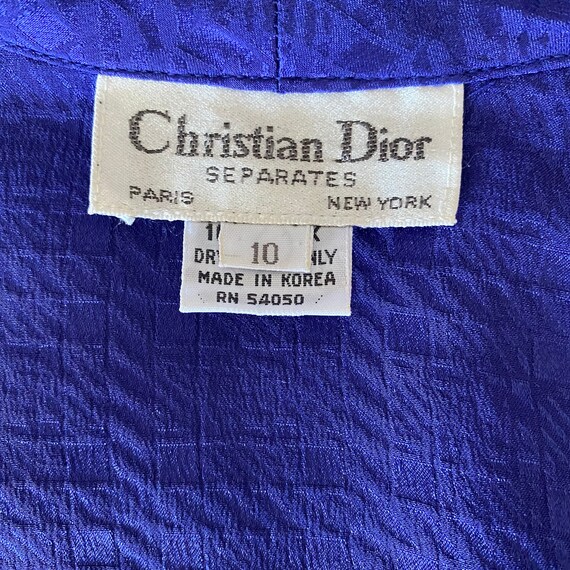 Vintage 80s Dior royal blue silk bow blouse, silk… - image 9