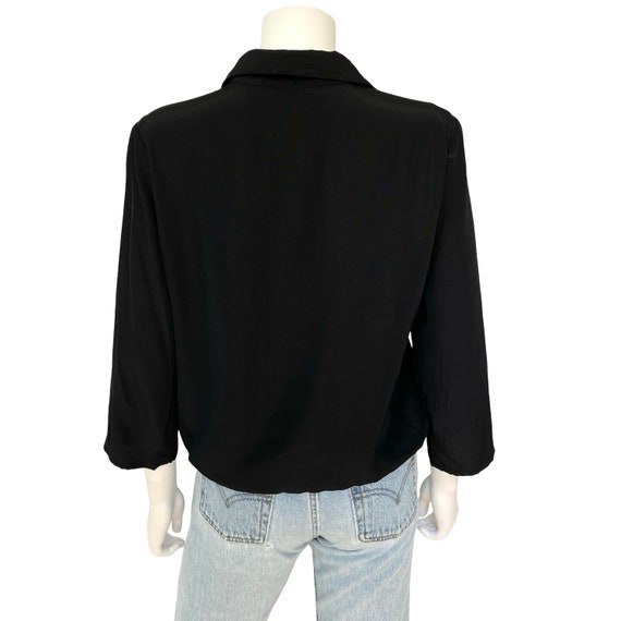 Vintage black collared button down with drawstring - image 4