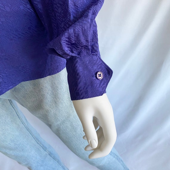 Vintage 80s Dior royal blue silk bow blouse, silk… - image 5