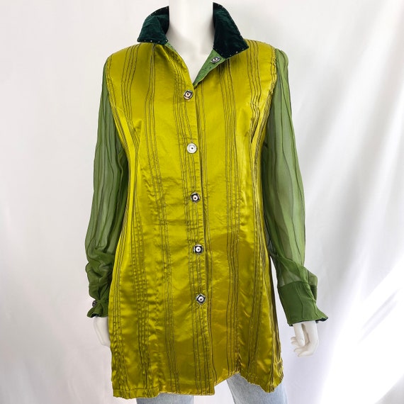 Vintage handmade reversible silk shirt jacket | h… - image 7