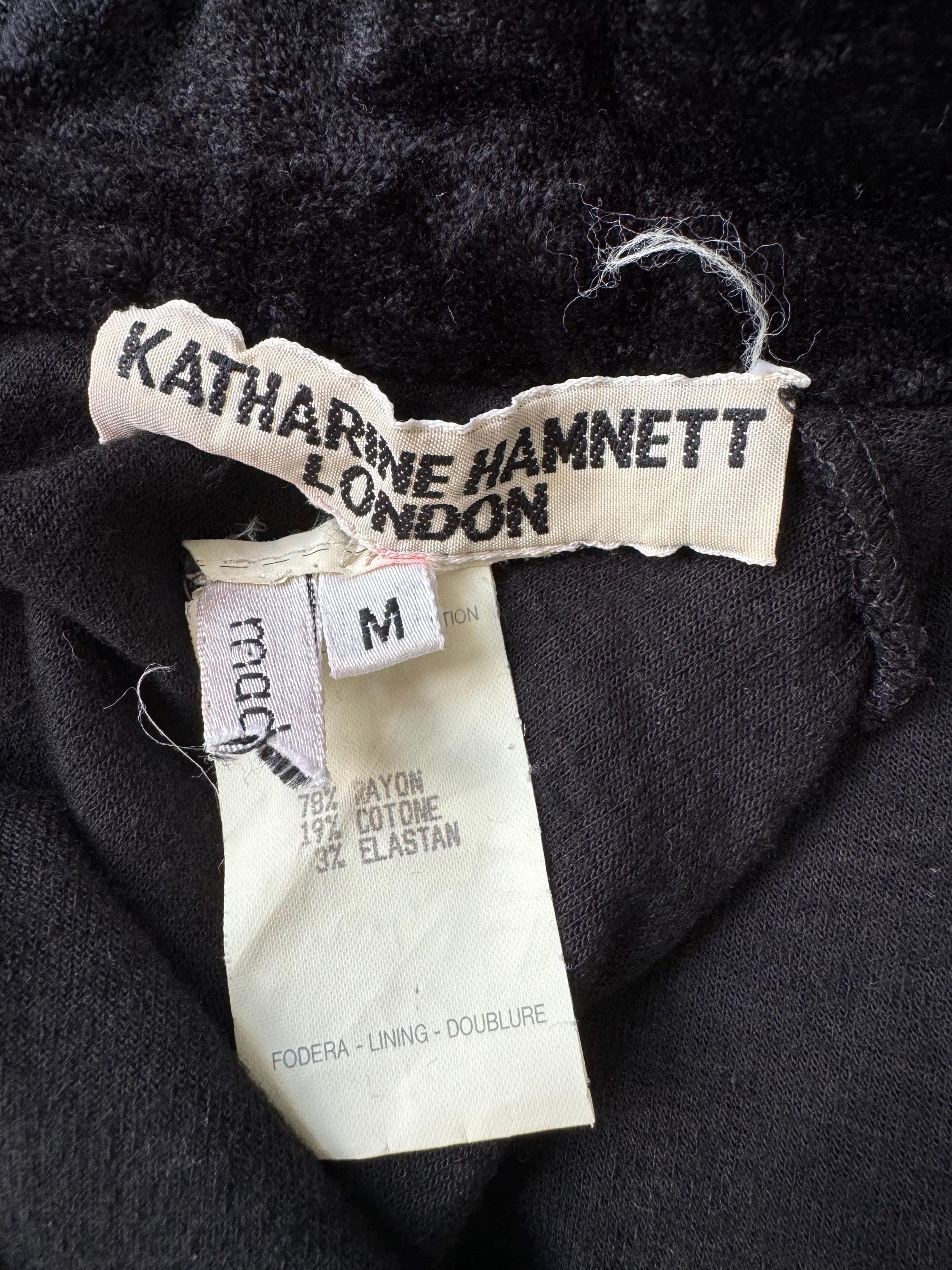 Vintage Rare Katharine Hamnett F/w 1990 Stretch Velour Catsuit