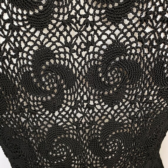 Vintage hand crocheted black cardigan short sleev… - image 9