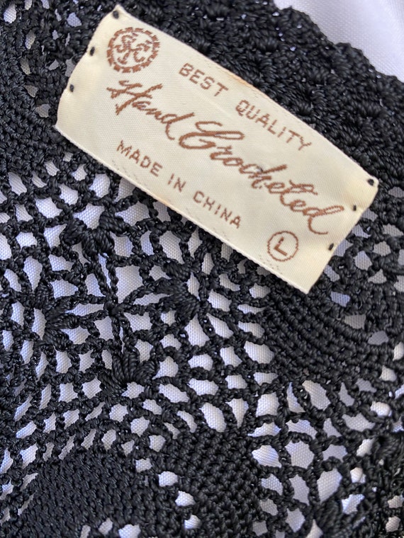 Vintage hand crocheted black cardigan short sleev… - image 10