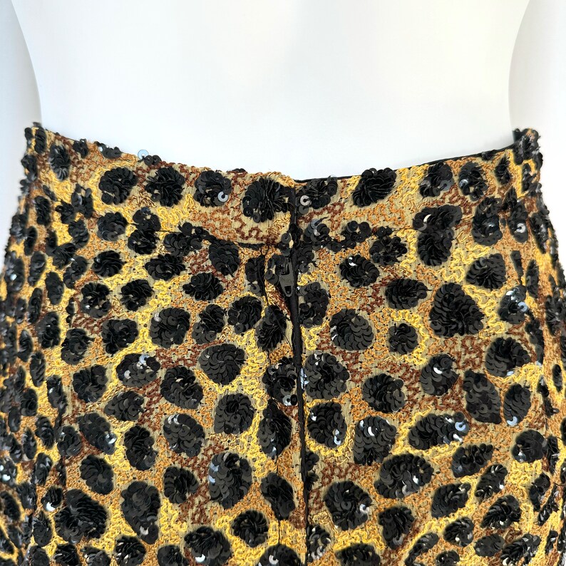 Vintage 80s/90s Leopard Sequined Embroidered Skirt Jeanette Kastenberg ...