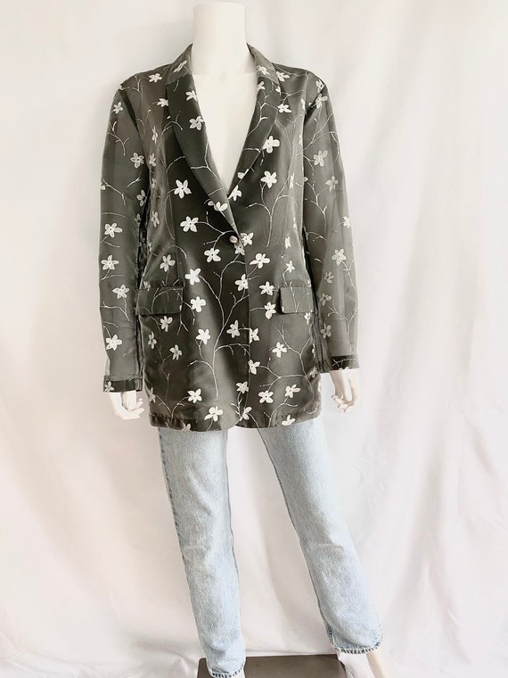 Vintage 90s Emporio Armani sheer grey blazer with 