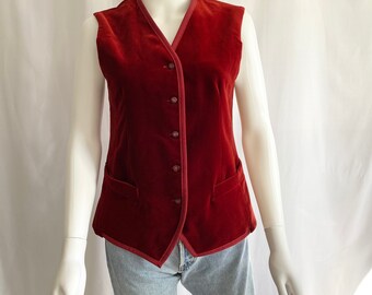 Vintage 90s Laura Ashley merlot velvet vest, deep red wine velvet blazer vest deadstock