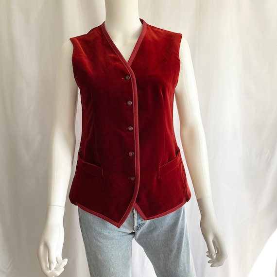 Vintage 90s Laura Ashley merlot velvet vest, deep 